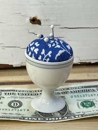 Pin Cushion In Vintage Egg Cup