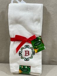 Set Of Two Monogrammed 'B' Christmas Handtowel Brand New