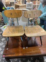 Lot Of 2 Vintage School Chairs Seat Height 13' And 14'