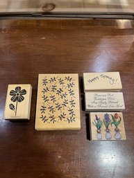 Lot Of 5 Spring Rubber Stamps Largest 3.5' X 5'