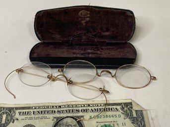 Two Vintage Wire Rim Glasses With Case