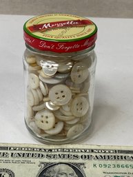 Little Jar Of White Vintage Buttons