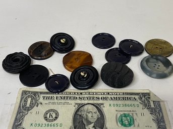 13 Vintage Larger Dark Buttons