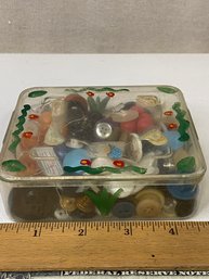 Box Of Vintage Buttons.