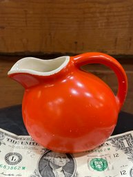 Vintage Unmarked Red-orange Syrup Pitcher #1
