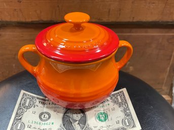 Small Le Creuset Flame Orange And Red Crock #1