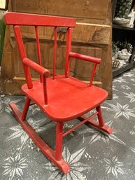Cute Little Child's Red Rocking Chair