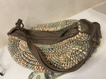Woven Purse Light Green And Tan