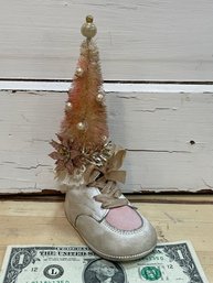 Vintage Baby Shoe - Bottle Brush Tree Antique Lace