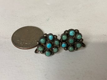 Sterling And Turquoise Vintage Earrings! Beautiful Stones