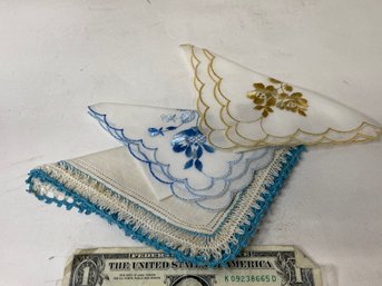 3 Vintage Handkerchiefs