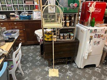 Adorable Vintage Hendryx Bird Cage With Stand And Glass Feeder