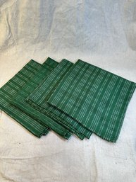 Set Of 4 Green Plaid Napkins