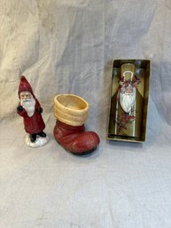 Santa Lot-Wine Bottle Decor(Dept 56), Santa Boot, Santa Figurine