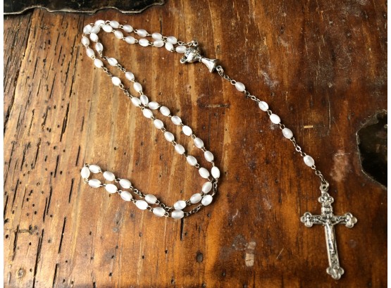 White Bead Rosary (sort Of Iridescent)