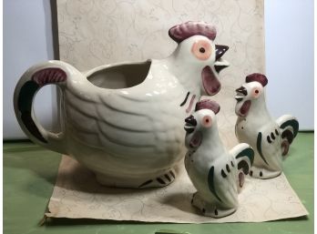 Vintage Chicken Pitcher And Salt And Pepper Shaker