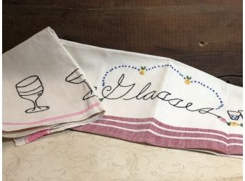 Two Tea Towels 'Glass Cloth' 100 Linen