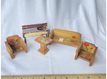 Vintage Handmade Set Of Dollhouse Furniture