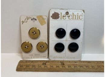 Vintage Le Chic Black Buttons And 'gold' Buttons