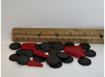 Assortment Of Black And Red Buttons/beads