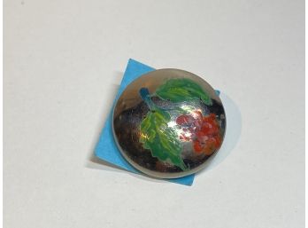 Vintage Hand Painted Metal Button