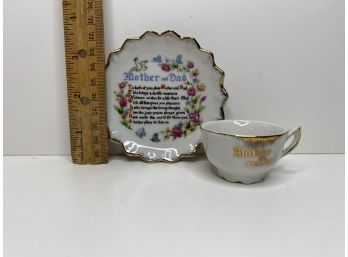 Vintage Mother & Father Decorative Gift Teacup And Saucer