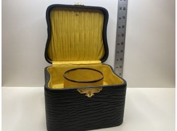 Vintage Victorian Collar Box Black Leather