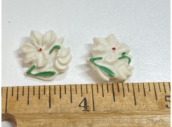 White Plastic Handpainted Buttons