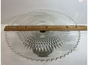 Glass And 'Pewter' Looking Base Cake Plate