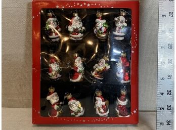Macy's 12 Glass Santa Ornaments