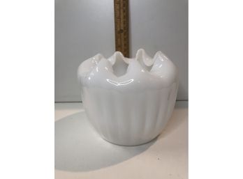 White Fluted Edge Glass Vase