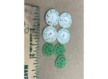 7 Vintage Green Buttons