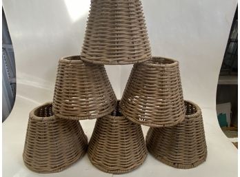 Set Of 6 Wicker Shades For Chandelier