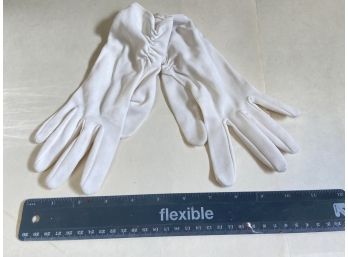 Fabric White Short Gloves