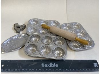 Aluminum Pans, Cookie Cutters, Rolling Pin