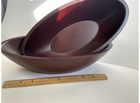 2 Oval Wooden Bowls