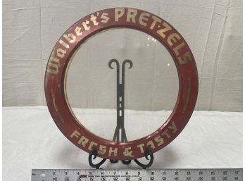 Unique 1931 Walbert's Pretzels Glass Can Lid #1