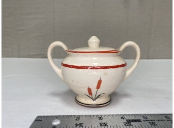Vintage Camwood Ivory Universal Cambridge Cattail Sugar Bowl With Lid