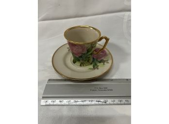Miniature Tolpin Teacup & Saucer - Rose Pattern