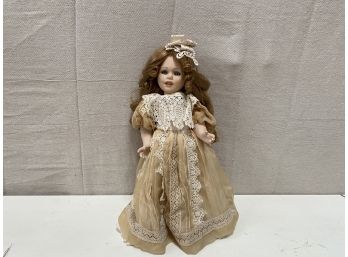 14' Vintage Porcelain Doll With Stand
