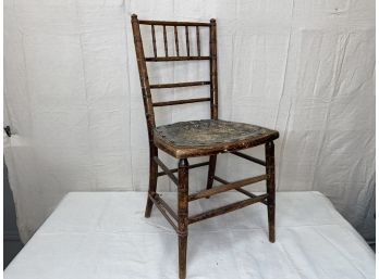 Vintage Wooden Chair With Leather Seat