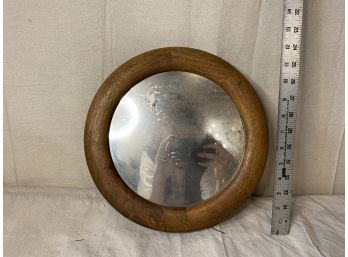 Round Vintage Style Mirror Solid Wood Frame