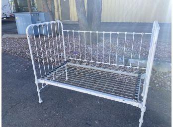 Adorable Vintage Iron Baby Bed With Mattress