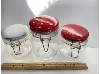 3 Glass Jars With Snap Tops