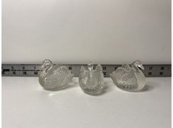 3 Glass Swan Dishes