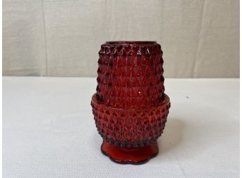 Vintage Red Diamond Point 'indiana Glass' Fairy Lamp