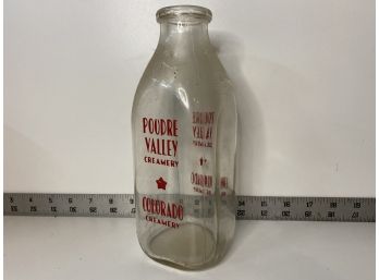 Vintage Poudre Valley Creamery Milk Bottle 1 Qt