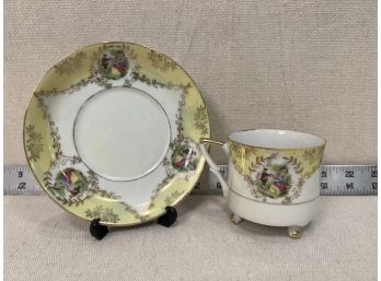 Yellow And Gold China Teacup & Saucer Unmarked