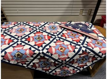 Very Special Memorial Flag And Handmade Quilt Of Valor