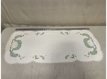 Vintage Embroidered Lilly Pad Table Runner